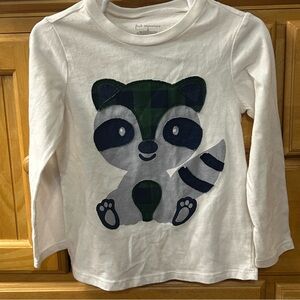 First Impressions Boy’s Long Sleeve Tee with Raccoon Graphic & Appliqué Size 3T